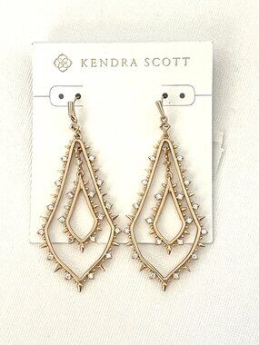 New Kendra Scott Alice Drop Earrings Dangle Gold Crystals